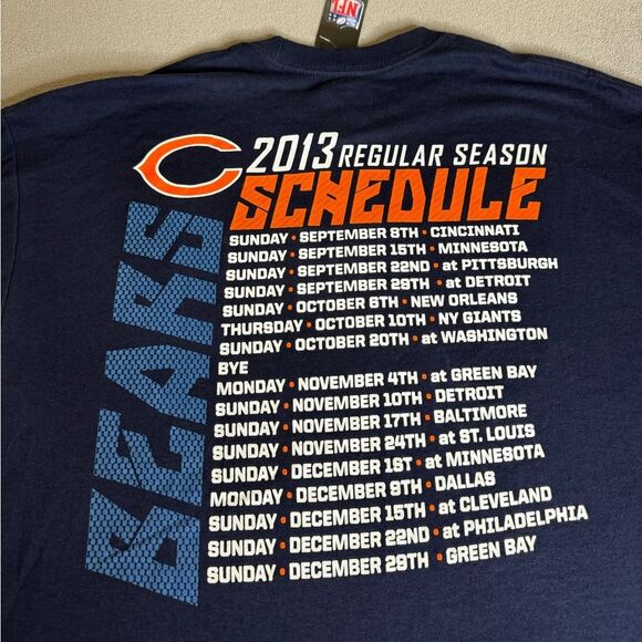 NWT DA BEARS Chicago 2013 Football Schedule  T Shirt  NFL Football  Large - Picture 13 of 16